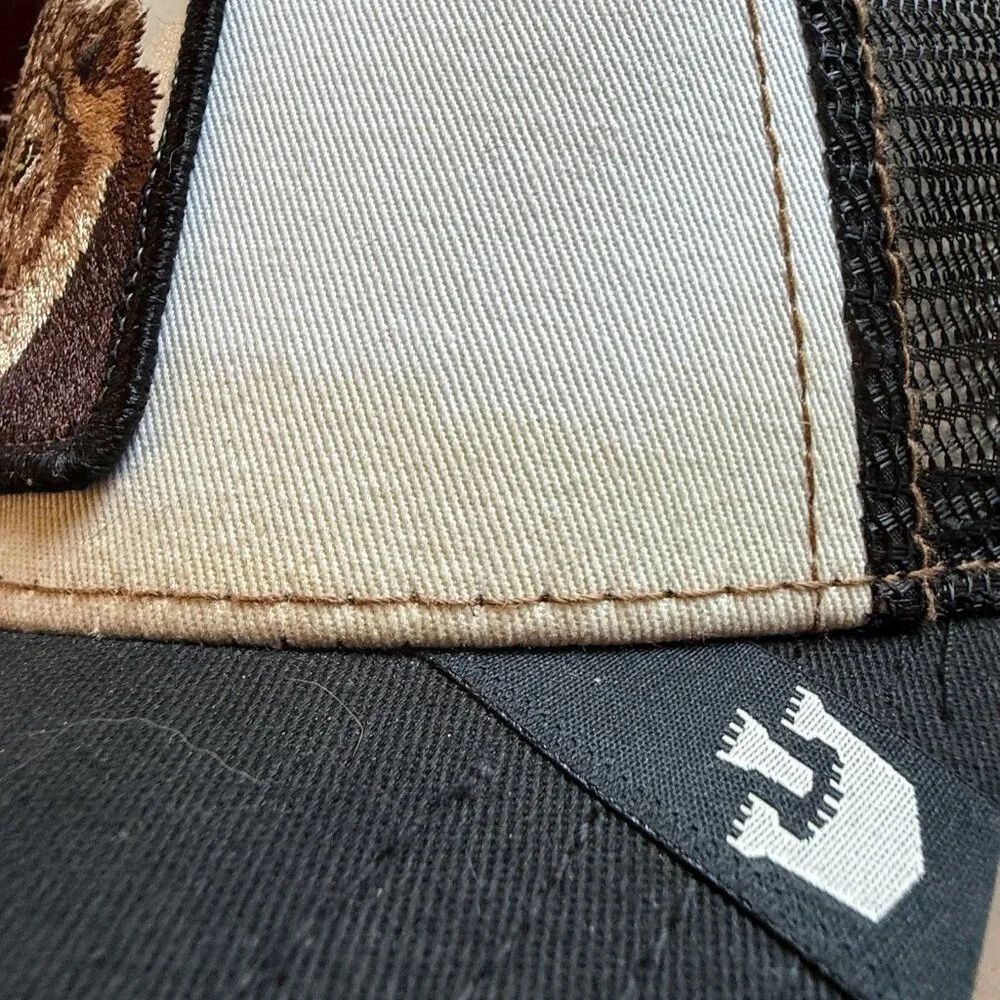 Goorin Bros King Lion Trucker Hat White/Black Adjustable Mesh Back The Farm